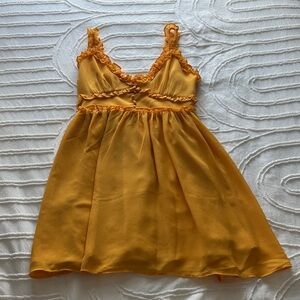 Lovers + Friends Yellow Ruffle Mini Dress